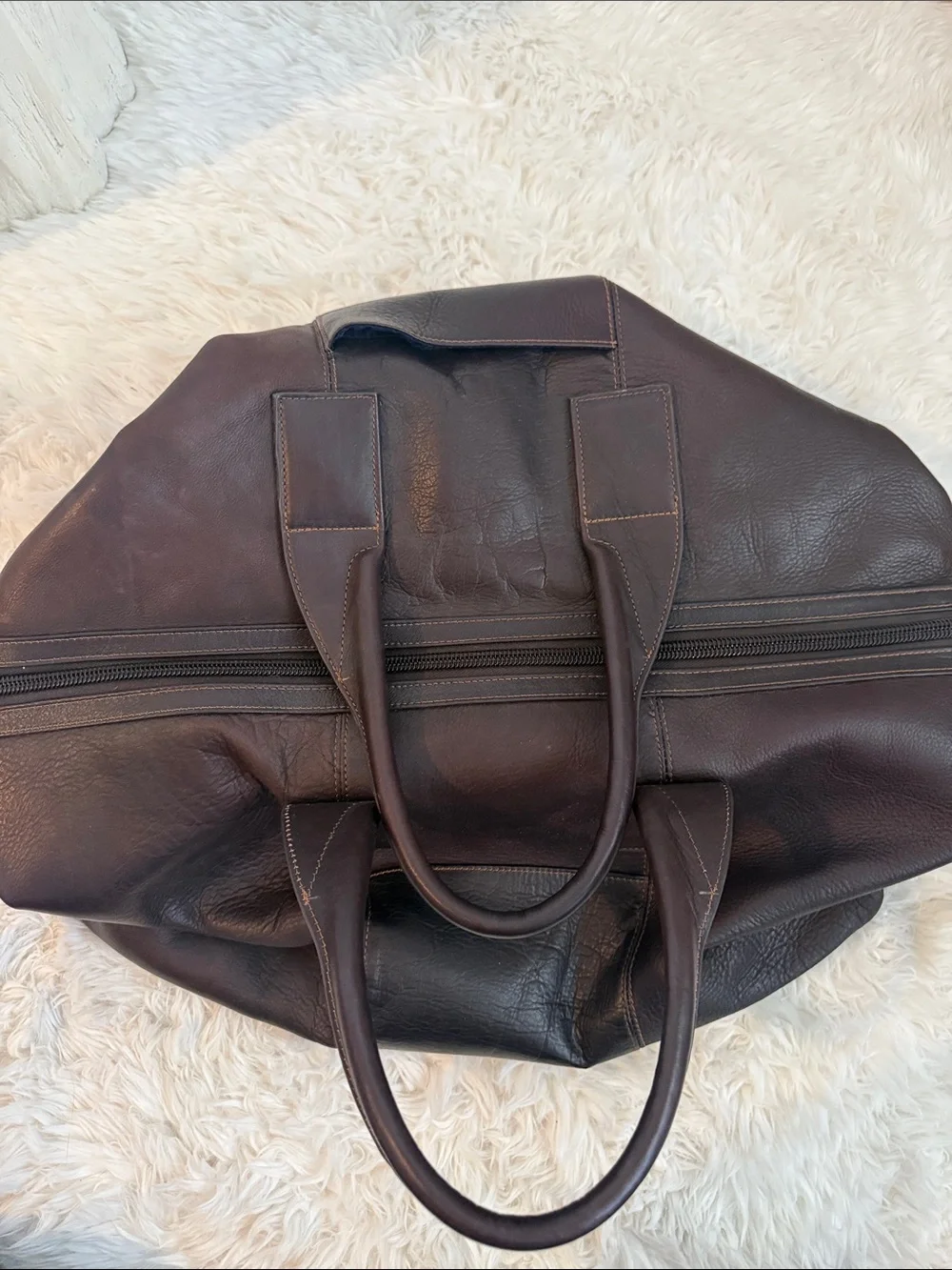Men's Dark Brown Leather Weekender Bag- Kenneth Cole